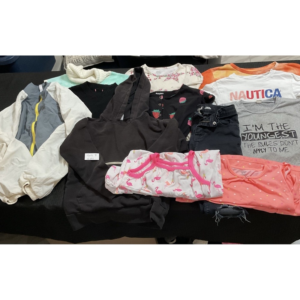 Mixed Brands Outfit Lot Girls 8 Jeans Dresses Hoodie Tees 12pc Nautica Journey